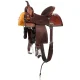 Circle Y Saddlery Montana 14 Inch Vintage Chocolate Barrel Saddle with Hot Pink Buckstitch