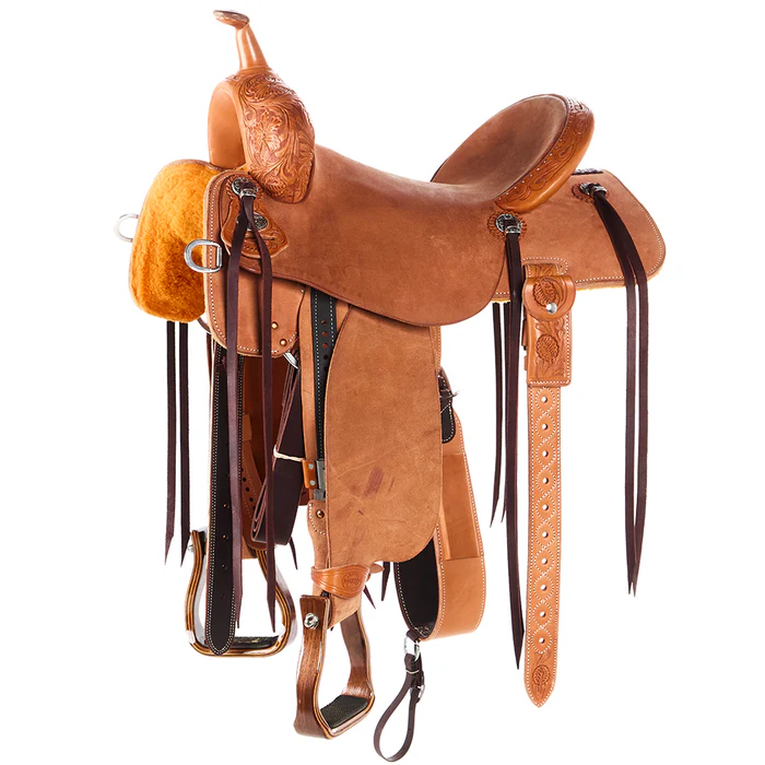 Martin Saddlery Natural 1/8 Breed Wyoming Flower 15in BTR Barrel Saddle