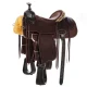 Martin Saddlery Chocolate 1/4 Breed Coarseweave with Inlaid Tan Bison Seat Western Saddle